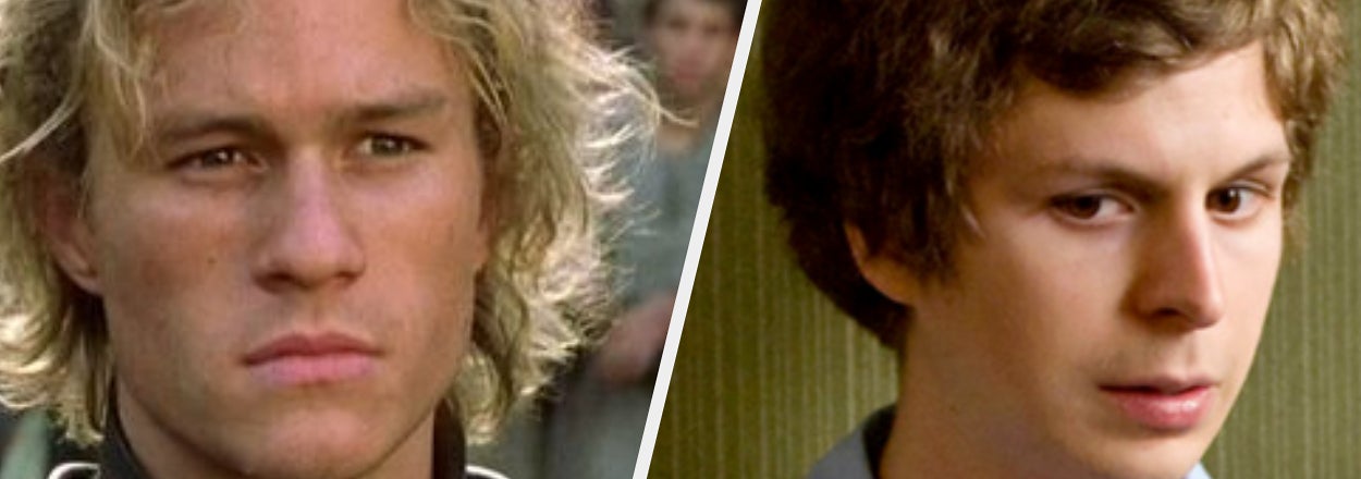 Images from "A Knight's Tale" and "Scott Pilgrim vs. The World" with Heath Ledger and Michael Cera