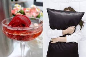 rose shaped ice and silk pillow