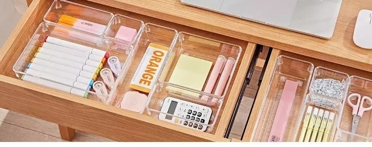 Desk drawers with the trays