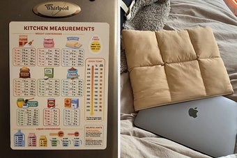 kitchen measurement chart and laptop sleeve 