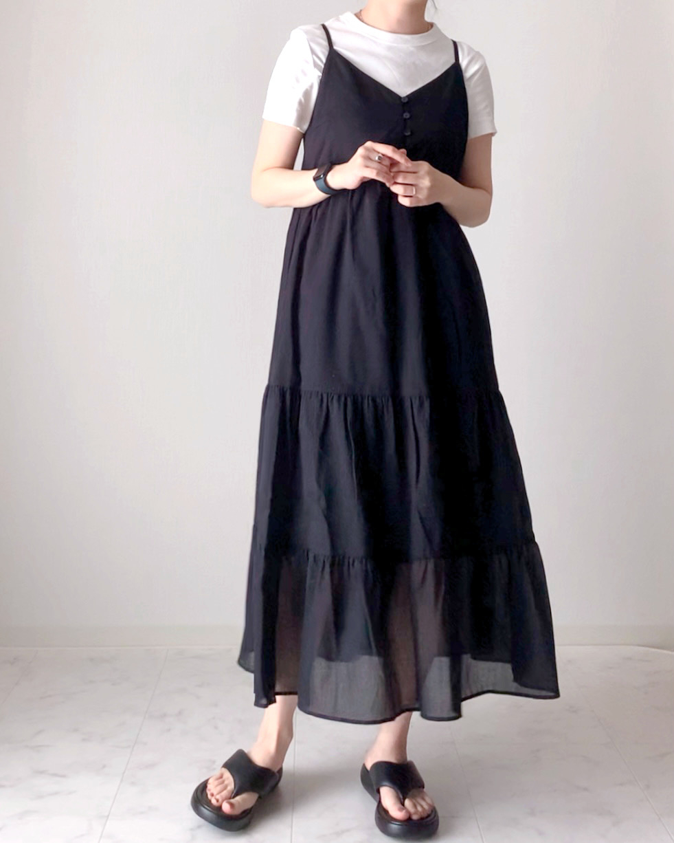 ユニクロのオススメのワンピース「クリンクルコットンキャミソールワンピース(丈標準113.5~124cm)」