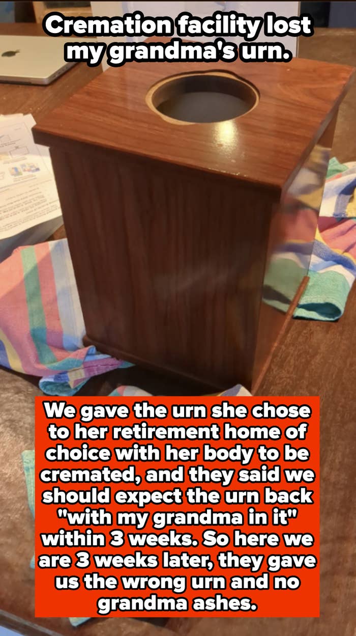 Wooden tissue box on a table with a multicolored cloth underneath