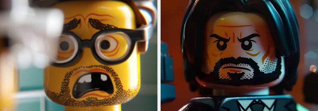 Lego figures styled as characters from "The Hangover" and "John Wick"