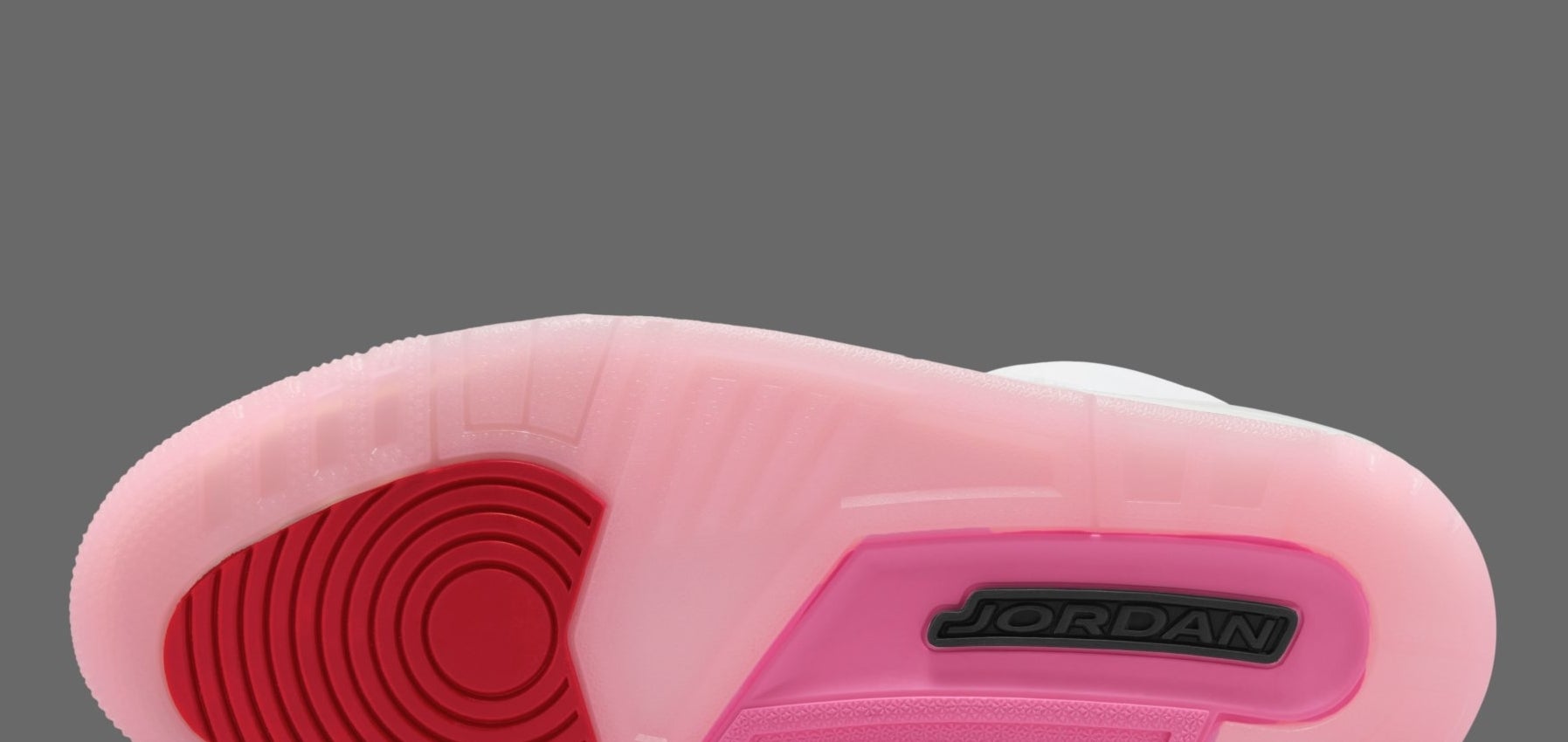 Sole of a Jordan sneaker with brand name visible, designed for article on sneakers