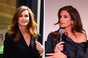 Caitlyn Jenner in a black outfit at two different public speaking events