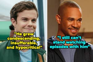 Two TV show characters with opposing quotes about one another displayed