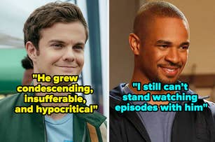 Two TV show characters with opposing quotes about one another displayed