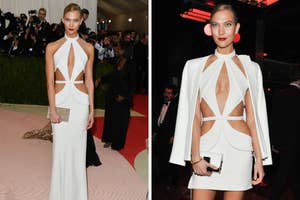 Karlie Kloss in a cut-out white dress at an event