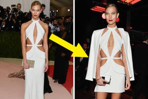 Karlie Kloss in a white cut-out dress at a gala event