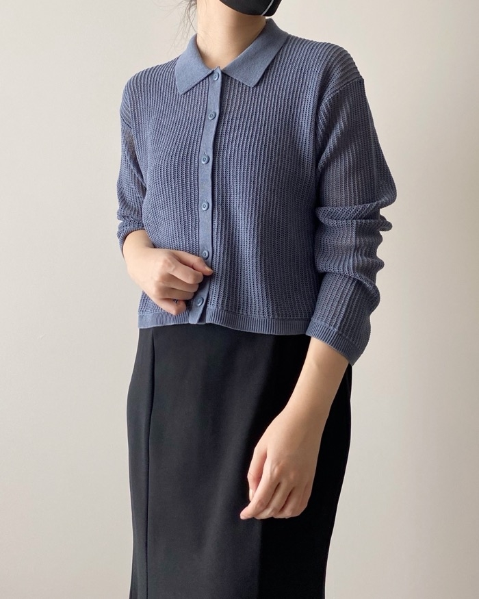 GU（ジーユー）のおすすめファッションアイテム「メッシュポロカーディガン（長袖）Q」