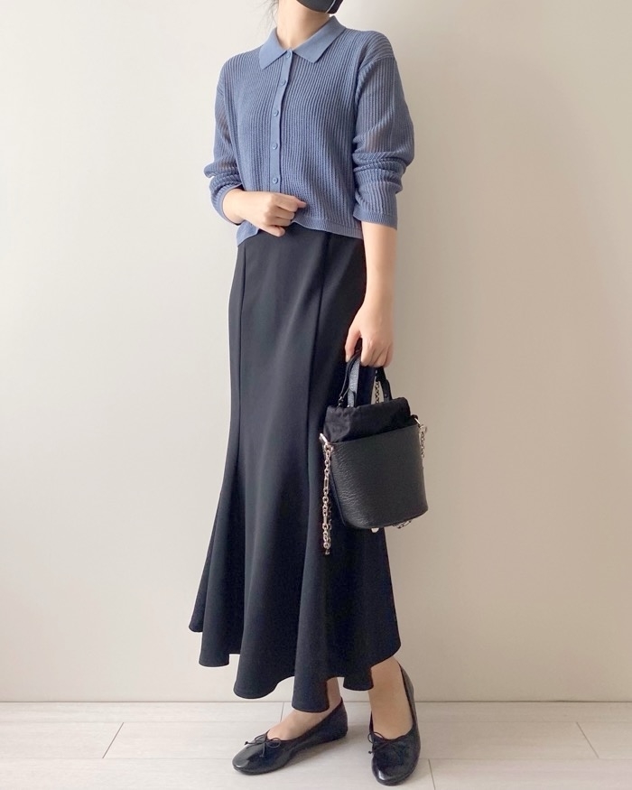 GU（ジーユー）のおすすめファッションアイテム「メッシュポロカーディガン（長袖）Q」のコーディネート