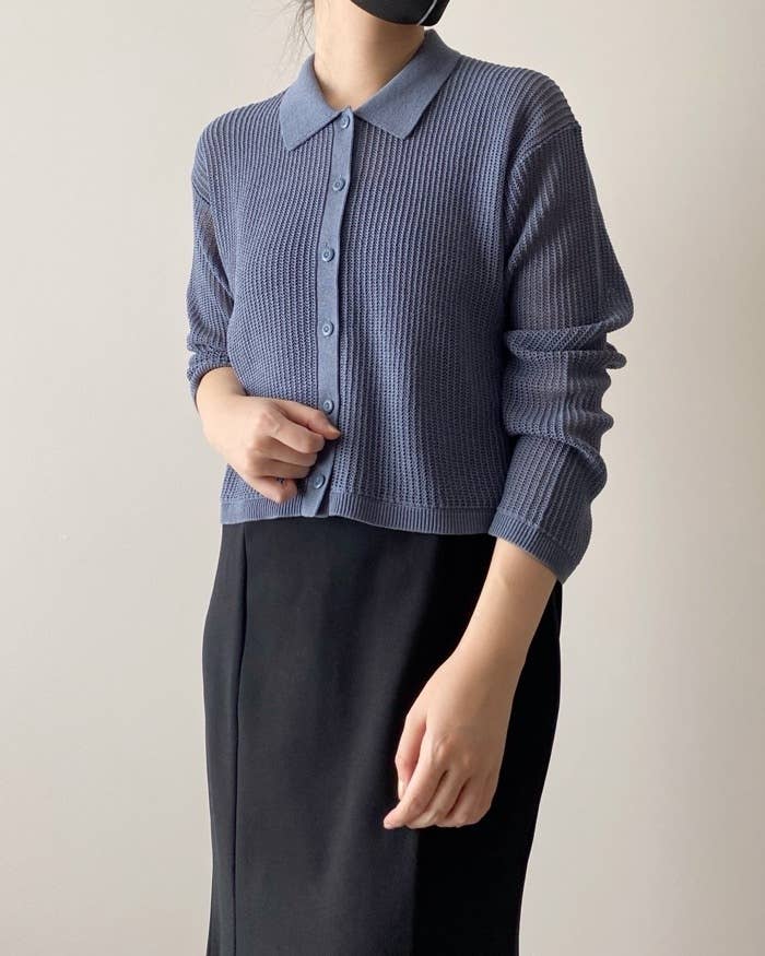 GU(ジーユー)のおすすめファッションアイテム「メッシュポロカーディガン(長袖)Q」
