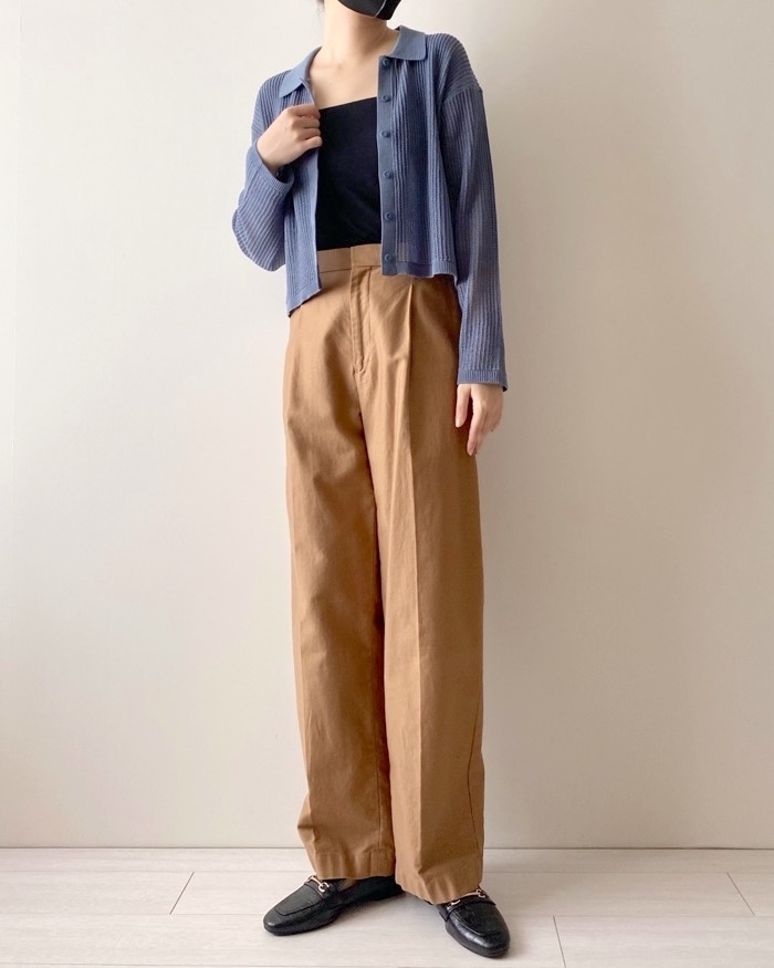 GU(ジーユー)のおすすめファッションアイテム「メッシュポロカーディガン(長袖)Q」のコーディネート