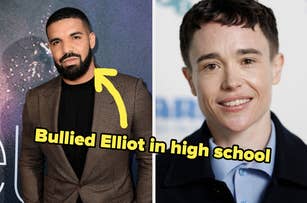 Drake and Elliot Page with drake captioned "Bullied Elliot in high school"