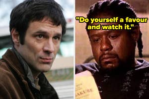 Split image of characters David Tennant and Marlon Wayans in a TV show recommendation meme
