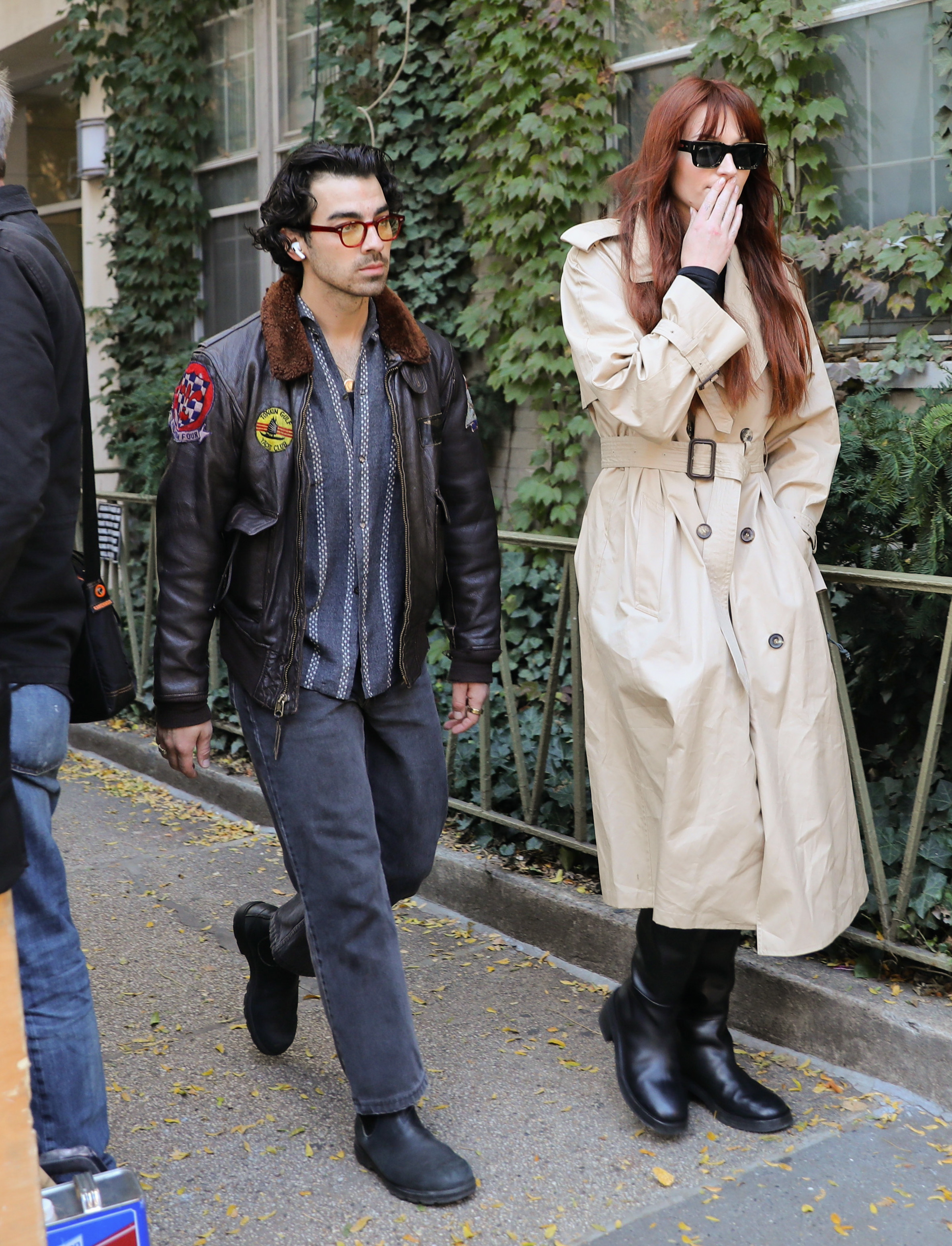 Joe Jonas and Sophie Turner walking down the street