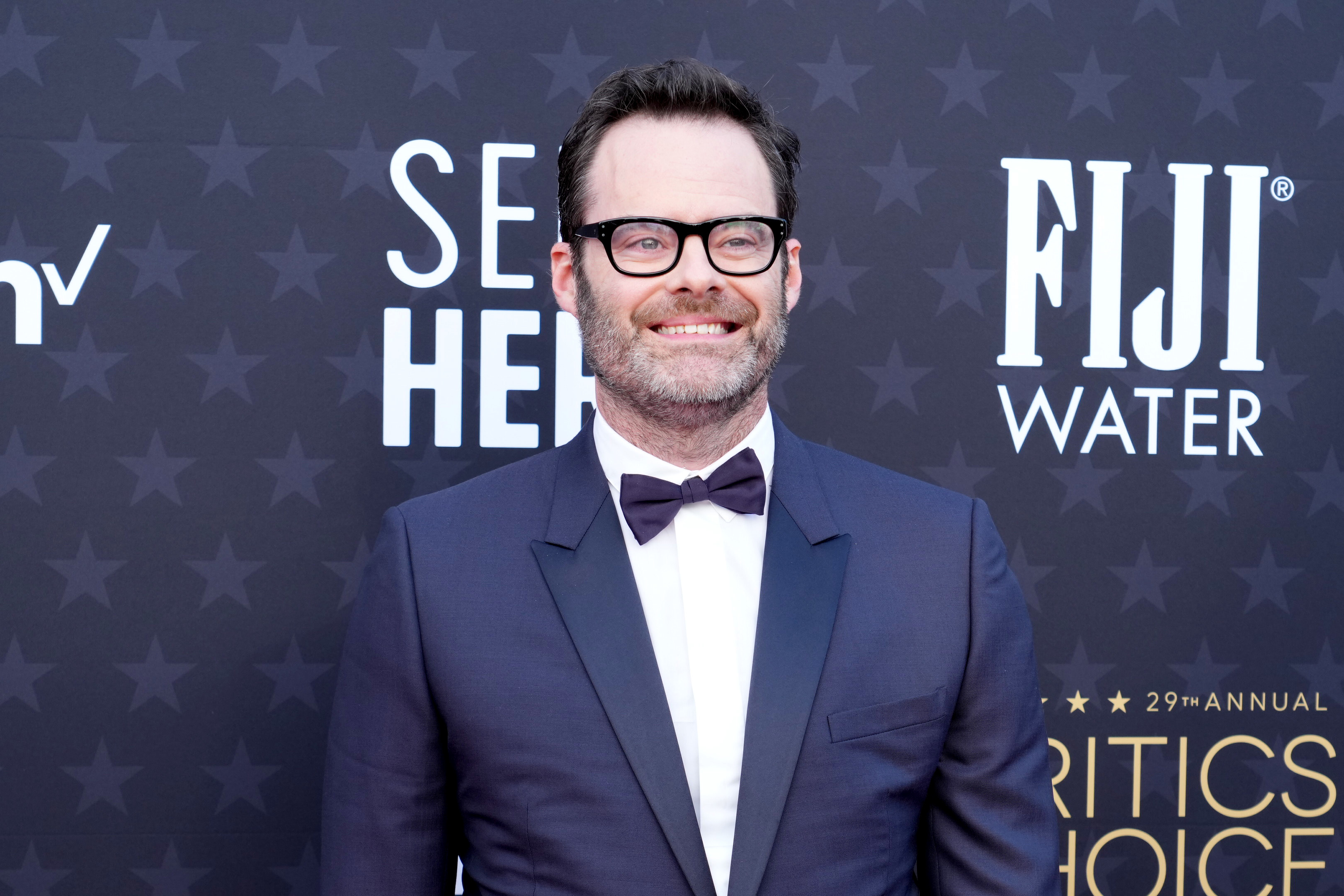 Closeup of Bill Hader on the red carpet