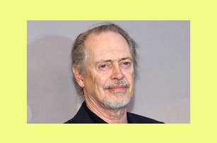 Steve Buscemi in a suit with a collared shirt, no tie, smiling at the camera