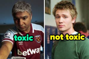 Meme contrasting two TV characters with the words "toxic" and "not toxic" to represent their personalities