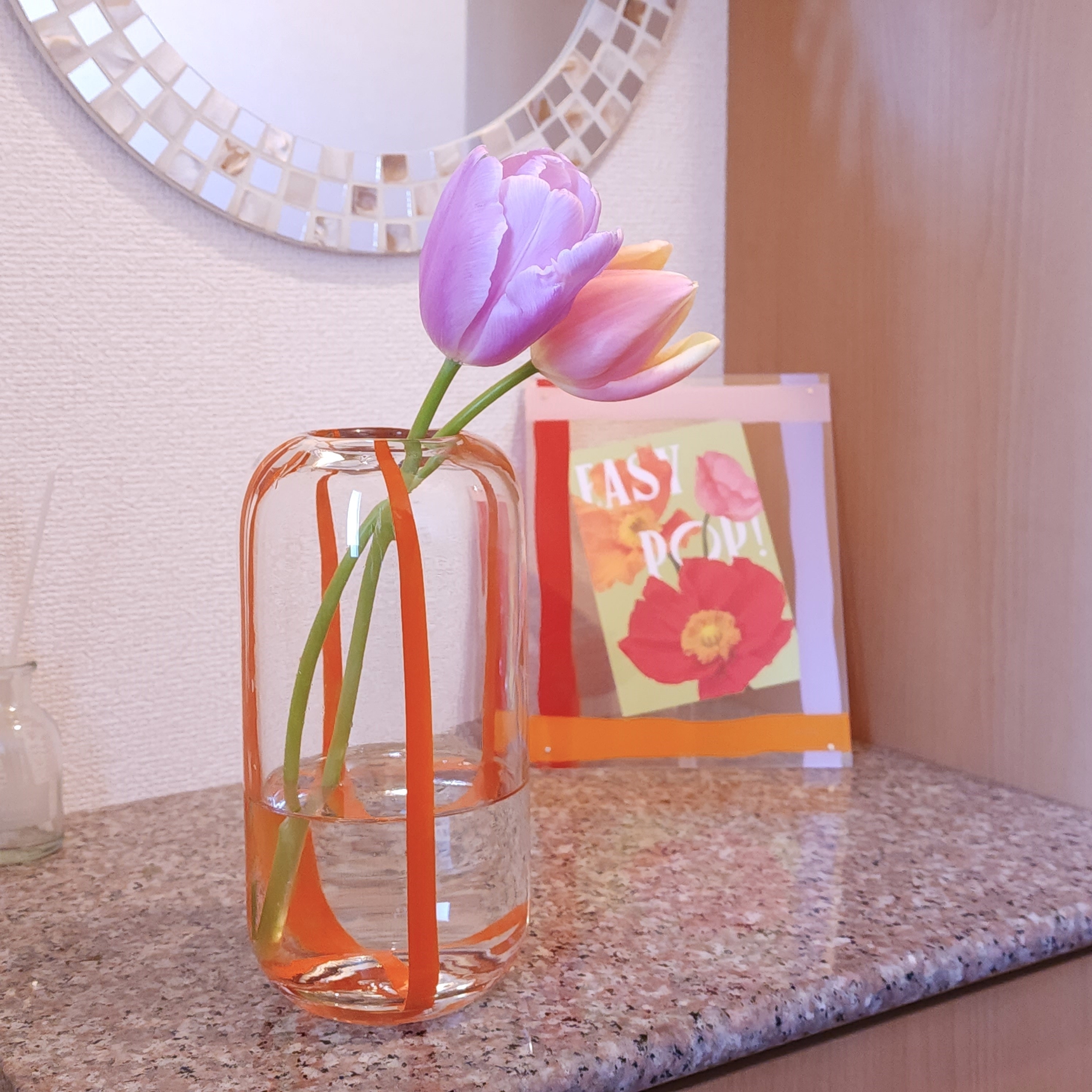 フランフランのオススメグッズ「ポップストライプフラワーベース M オレンジ」