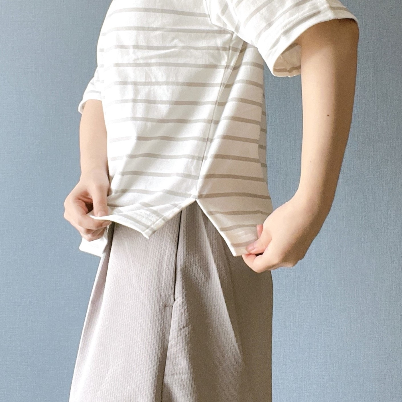 無印良品のオススメのトップス「婦人 ボーダーボートネック半袖Tシャツ」