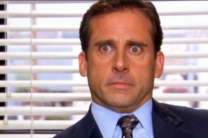 Michael Scott from The Office looks surprised in an office setting