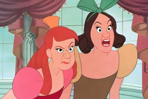 Anastasia and Drizella from Cinderella looking angry