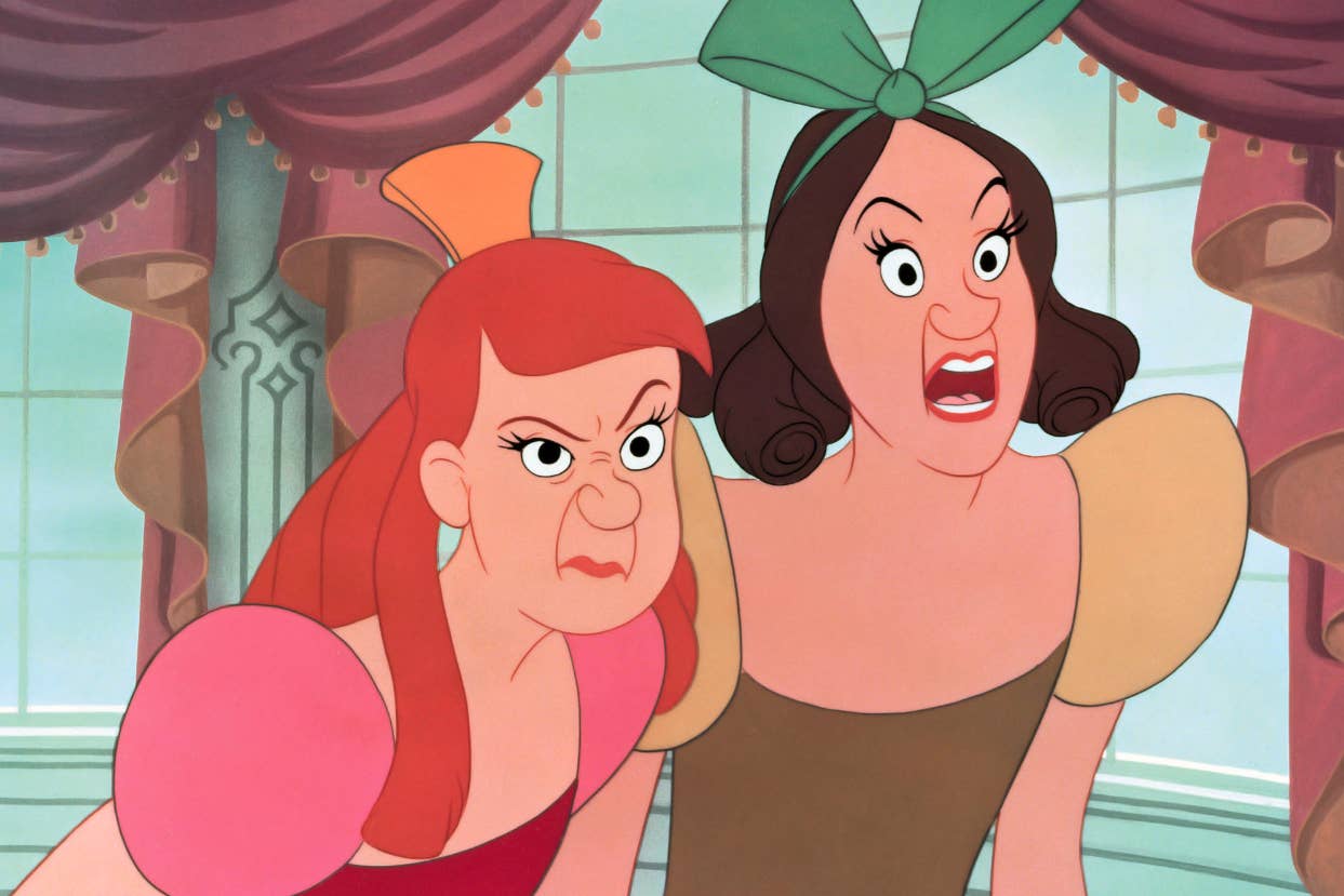 Anastasia and Drizella from Cinderella looking angry