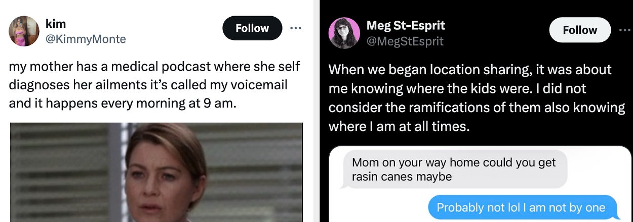 Two-panel meme with texts; left shows Meredith Grey from Grey's Anatomy, right displays a humorous text exchange with a location map
