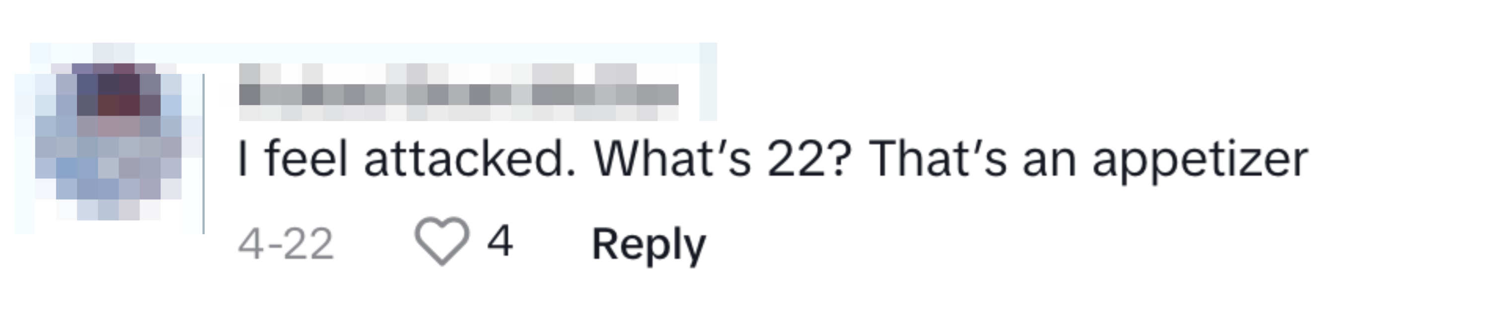 User expressing confusion about &#x27;2*2*2&#x27; referring to it as an appetizer, with likes and replies visible