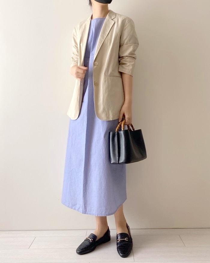 無印良品のおすすめファッションアイテム「婦人 涼感 ブロードプルオーバー半袖ワンピース」のコーディネート