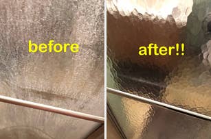 Before and after comparison of a cleaned glass surface