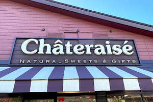 Signage for Chateraise store offering natural sweets and gifts