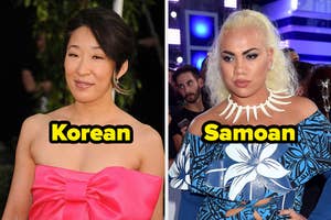 Sandra Oh and Parris Goebel Text: "Korean" and "Samoan."