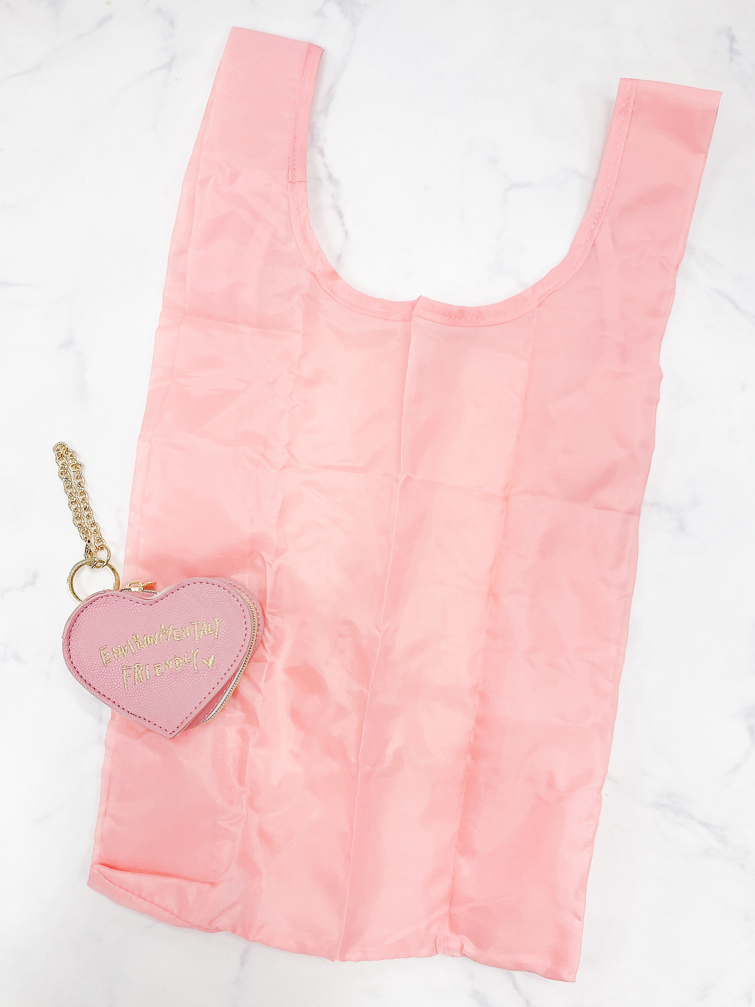 Francfranc（フランフラン）のおしゃれエコバッグ「バッグチャームエコバッグ ハート ピンク」