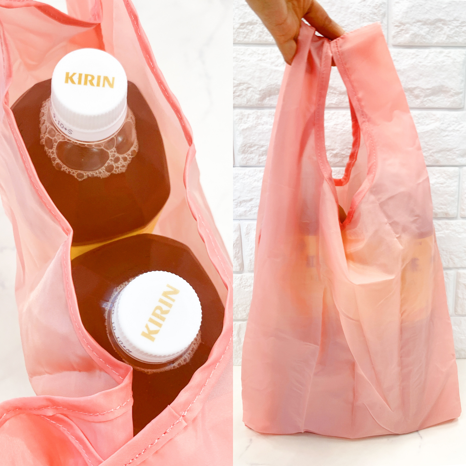 Francfranc（フランフラン）のおしゃれエコバッグ「バッグチャームエコバッグ ハート ピンク」