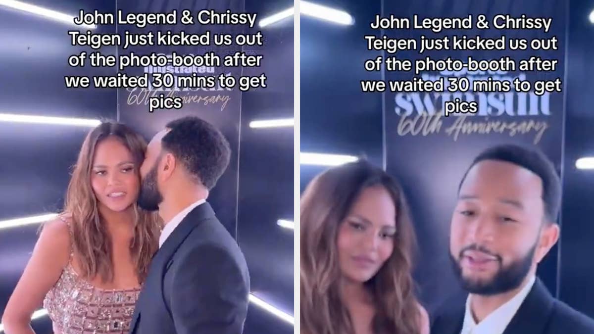 One of the women claimed they'd waited 30 minutes before being asked to leave the photo booth for Legend and Teigen to get a turn.