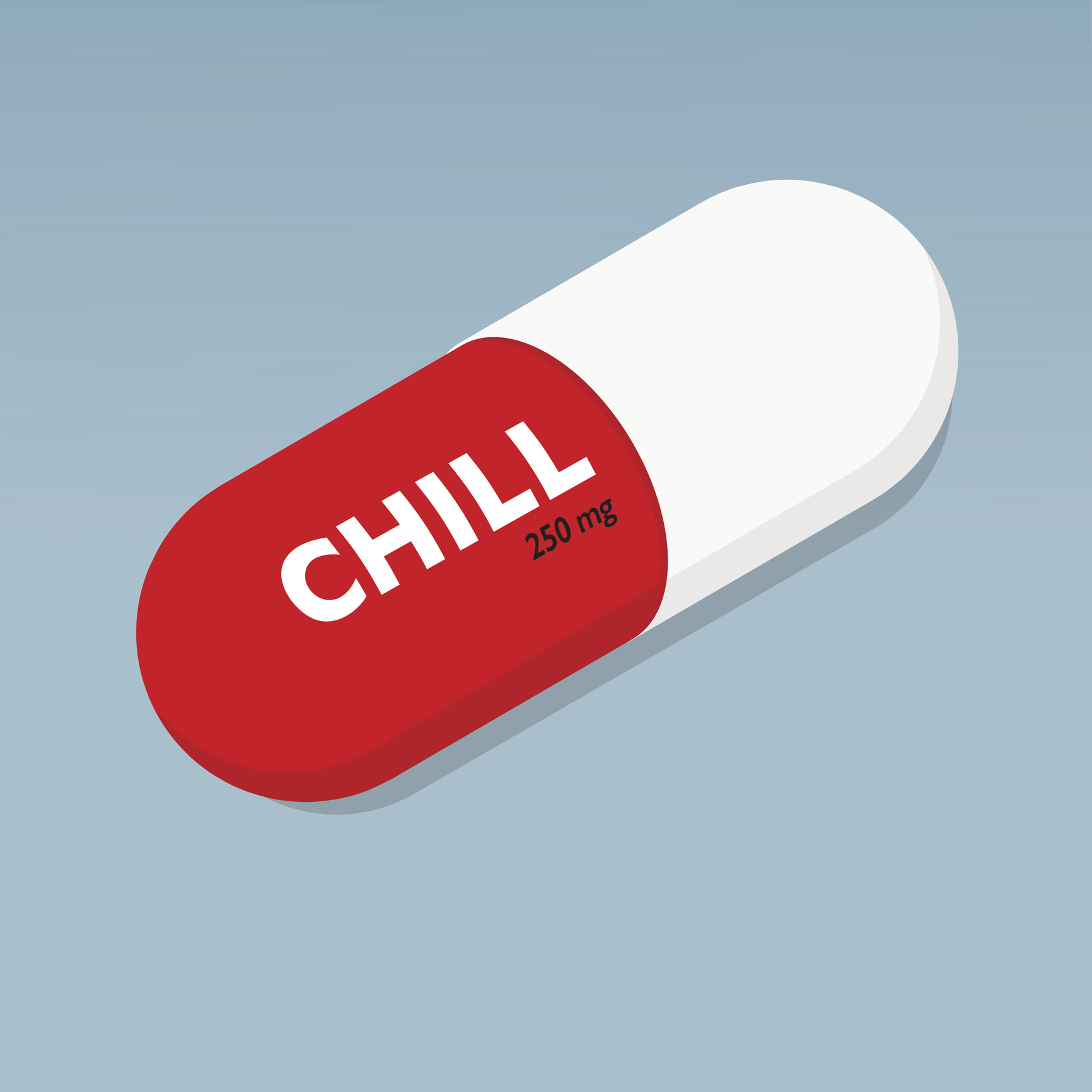 Illustration of a capsule with &quot;CHILL 250 mg&quot; printed on it