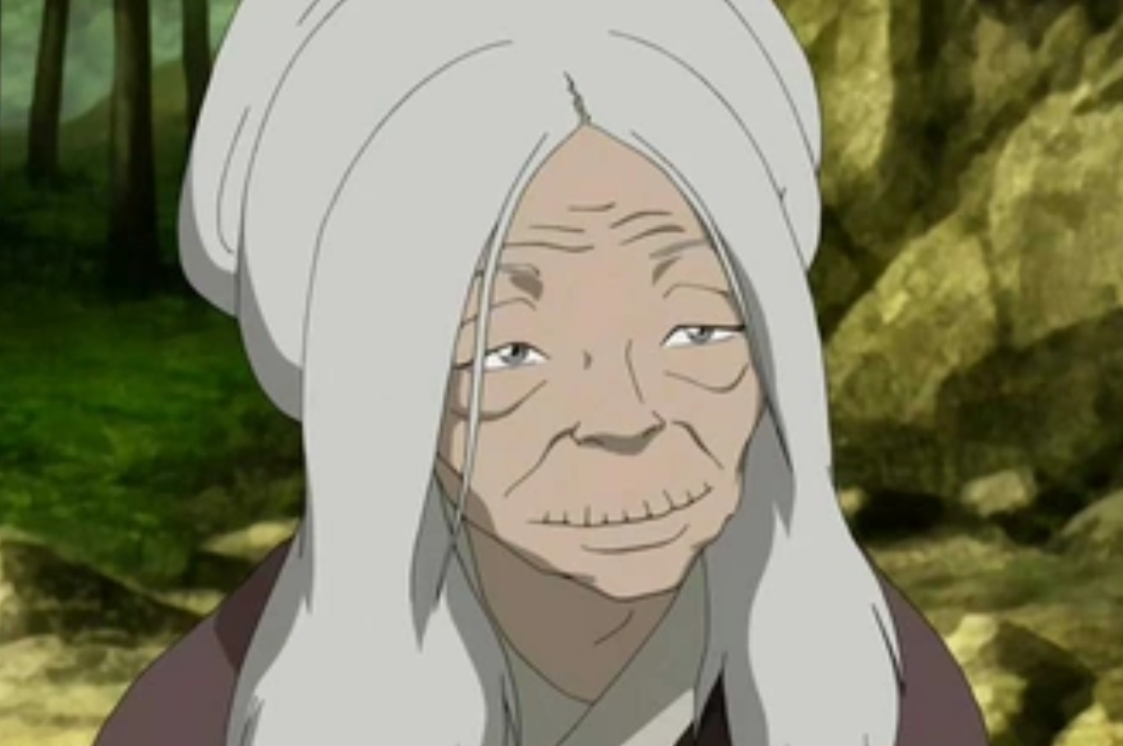 Character from &#x27;Avatar: The Last Airbender&#x27; is depicted – an elderly person with long white hair