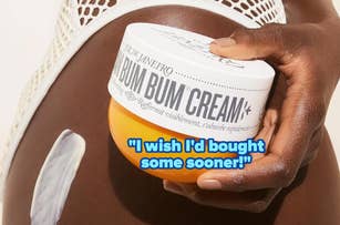 model holding jar of Bum Bum cream