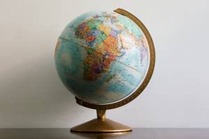A globe on a desk
