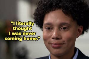 Person smiling during an interview with a quote about never coming home