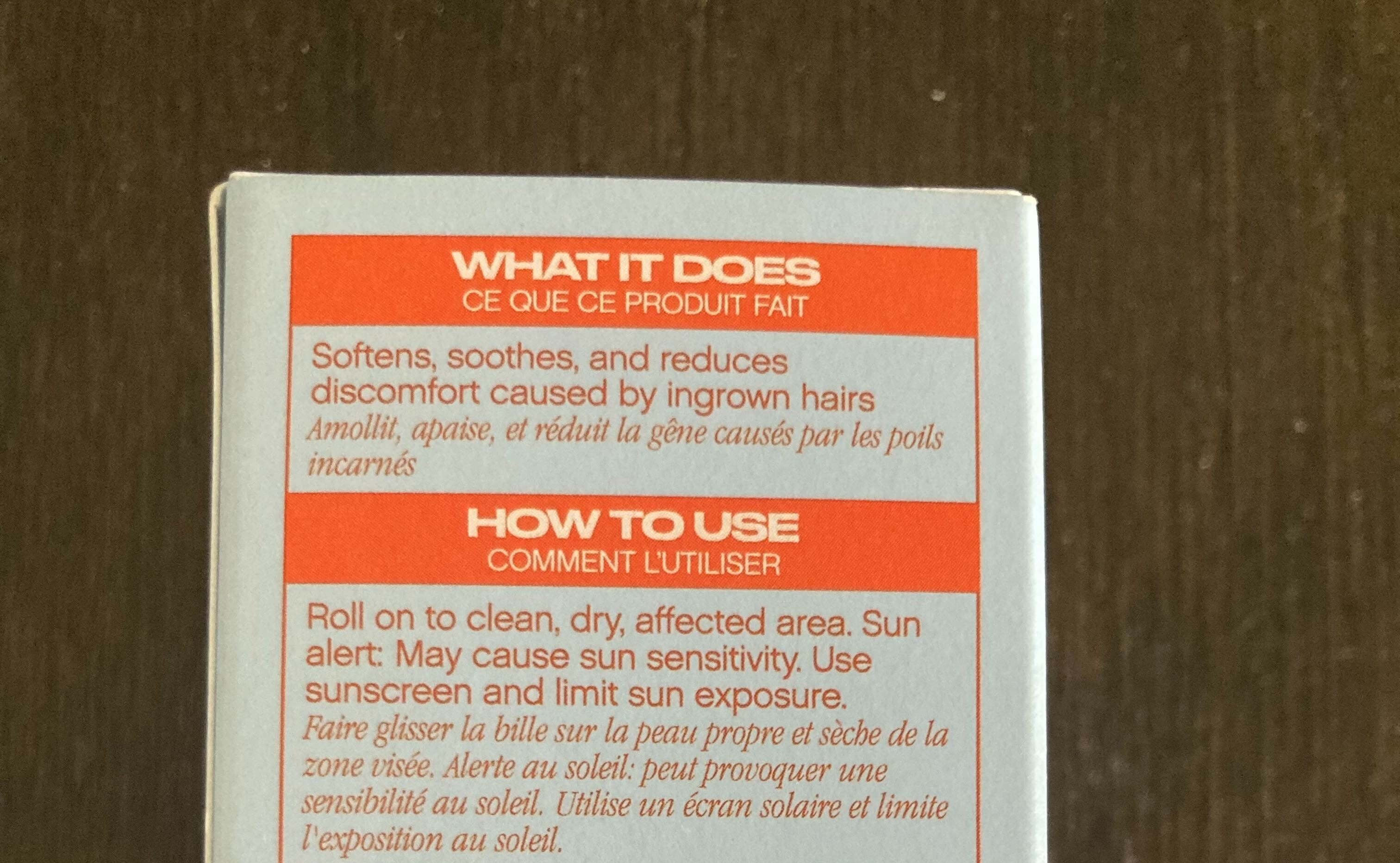 Packaging of topical treatment with usage instructions and ingredient list