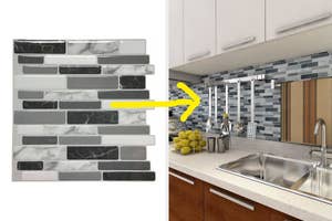 Peel-and-stick backsplash tiles and their application in a kitchen setting