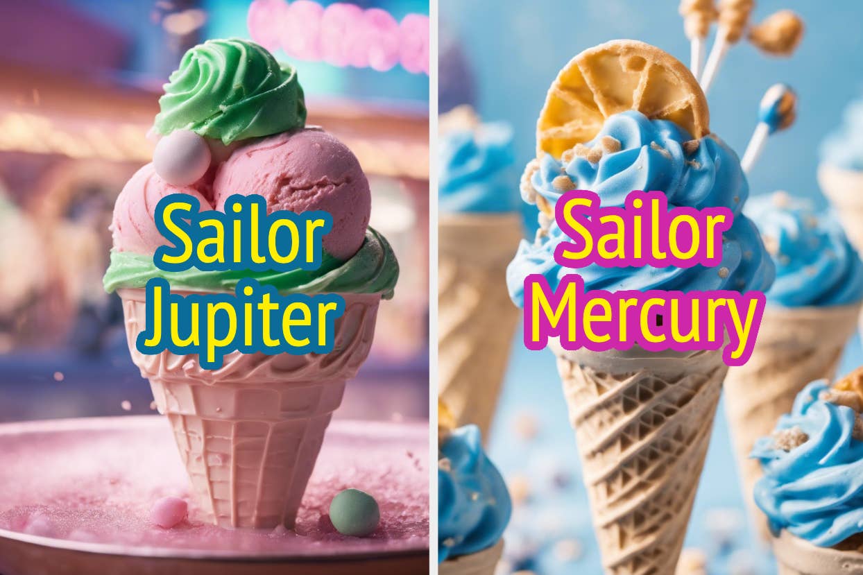 Two themed ice cream cones named after Sailor Jupiter and Sailor Mercury