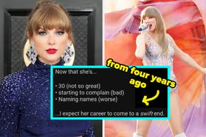 taylor swift captioned with a post from 4 years ago where someone claimed her career was ending