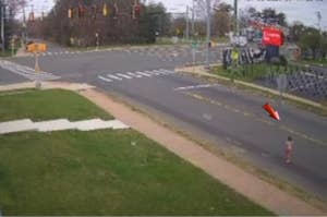 監視カメラが捉えた交差点と歩行者の画像。