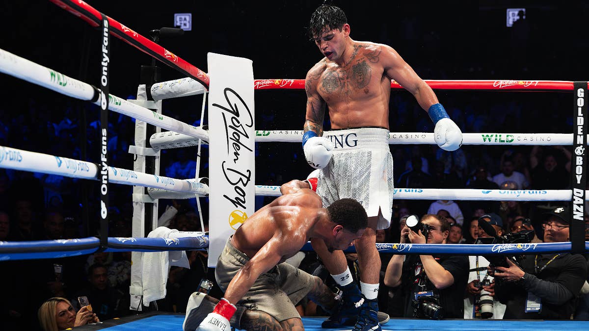 The boxer sent his opponent to the mat three times en route to a majority decision win.
