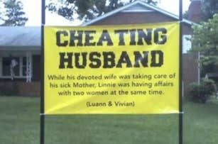Banner accuses Linnie of being a cheating husband with two women, named Luann and Vivian, while his wife cared for her mother