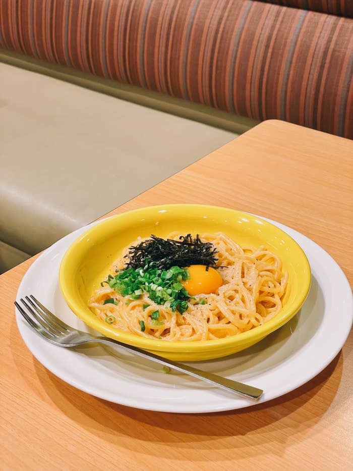 ガストのオススメのメニュー「明太クリームカルボナーラ」